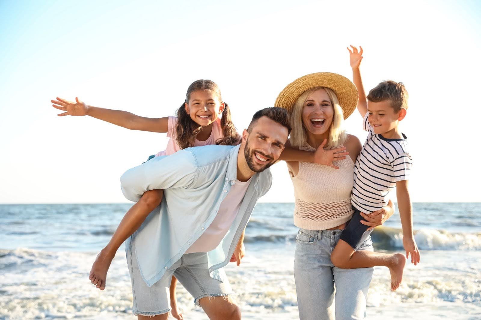 Caroline and Family on the coast
