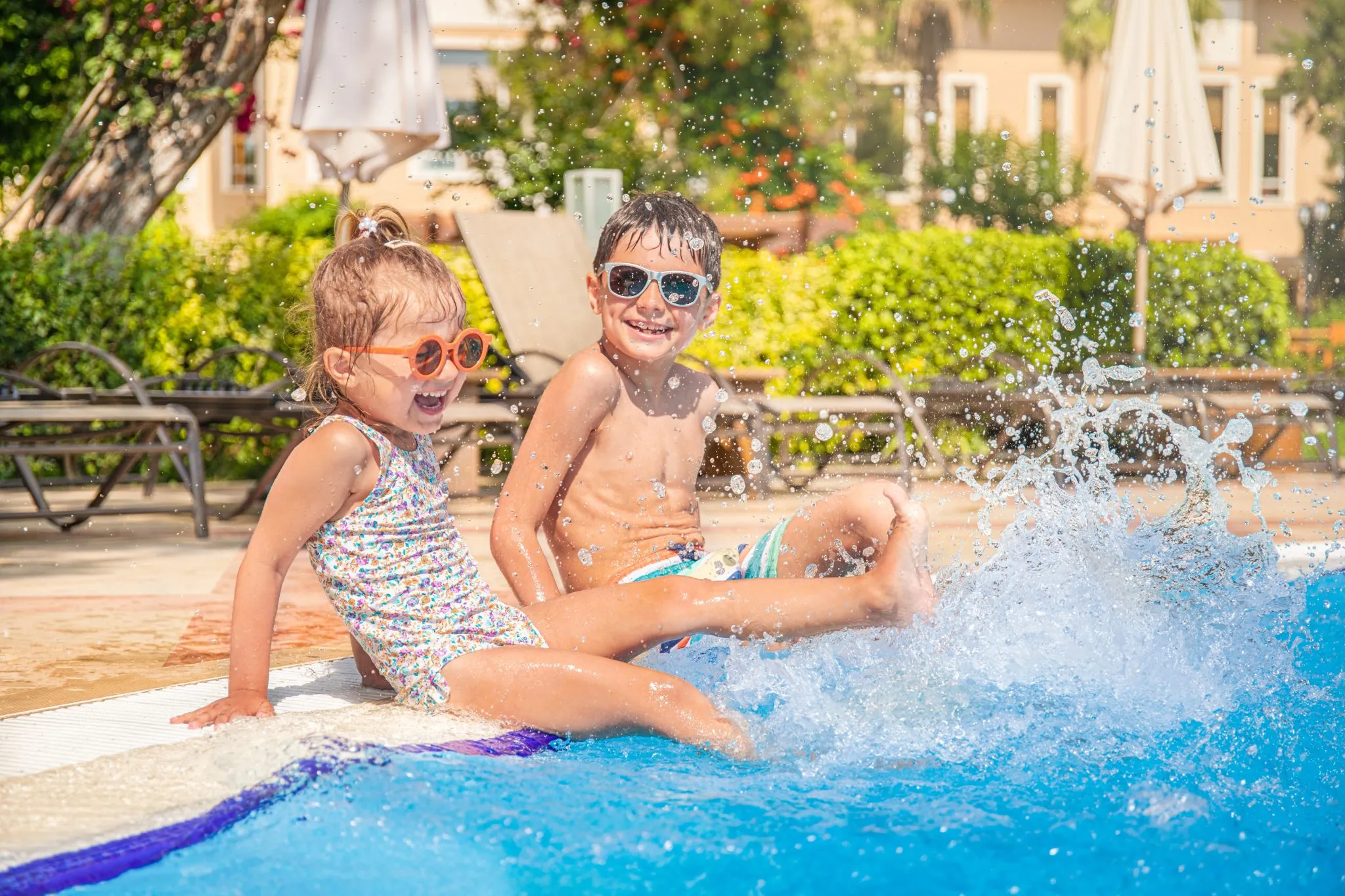 Children playing at a pool