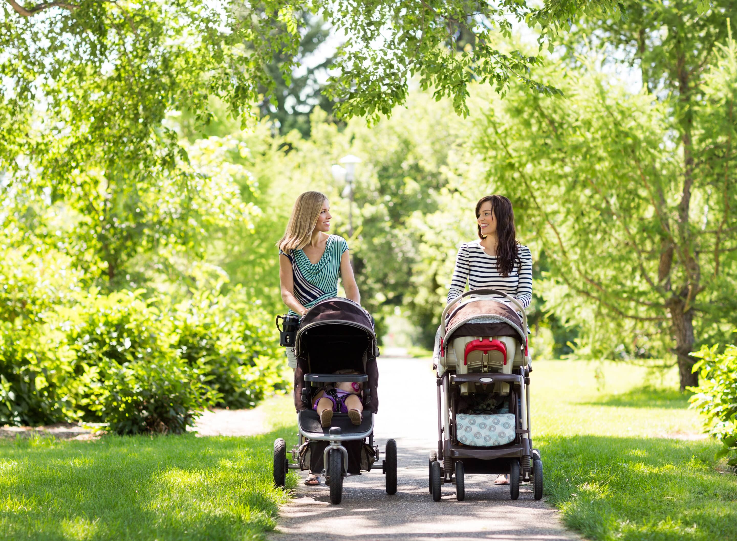 Family Adjusting to Life in the Suburbs Family walking through a suburban neighborhood, adjusting to life in the suburbs