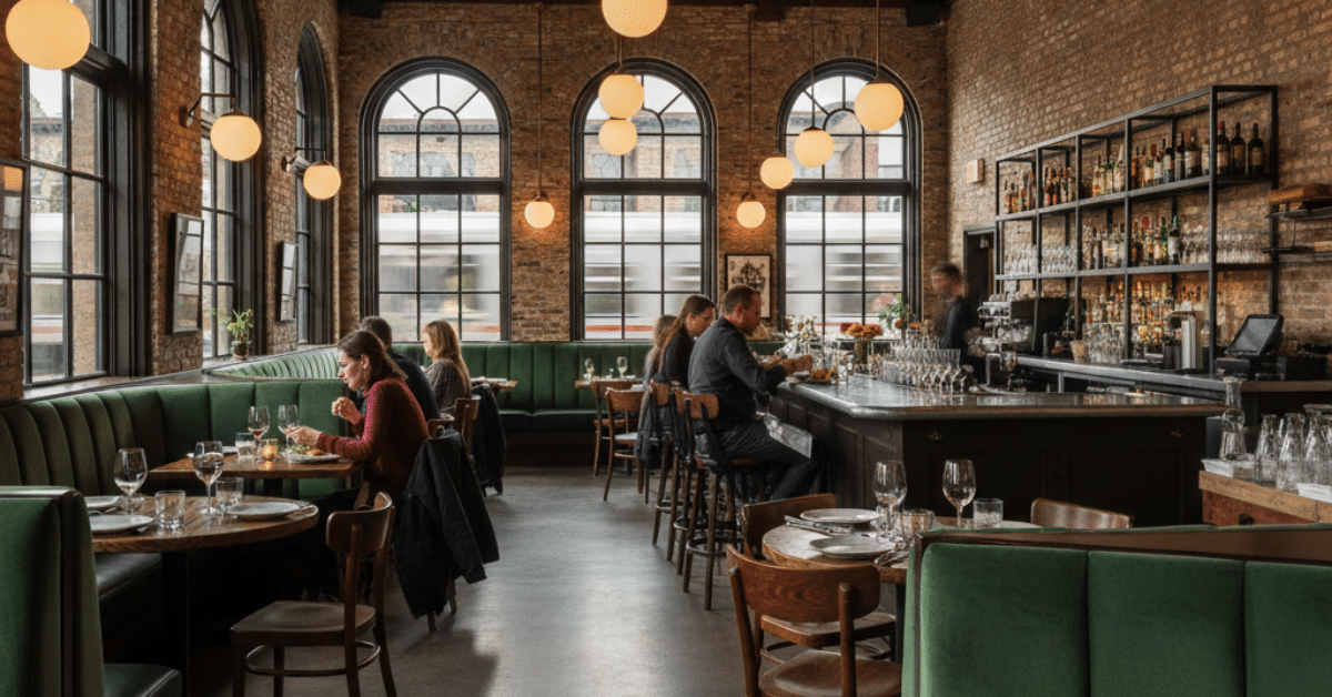 Westchester Train Station Restaurant Destination Restaurant and bar inside a historic Westchester train station, showing how station areas double as neighborhood destinations.