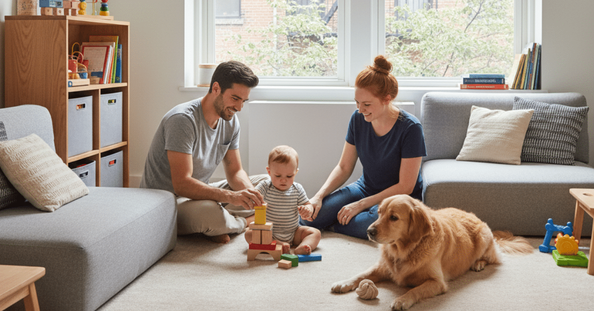 Year-End Home Check-In for Growing Families Family reflecting at home during a year-end home check-in, considering how their space supported daily life and routines.