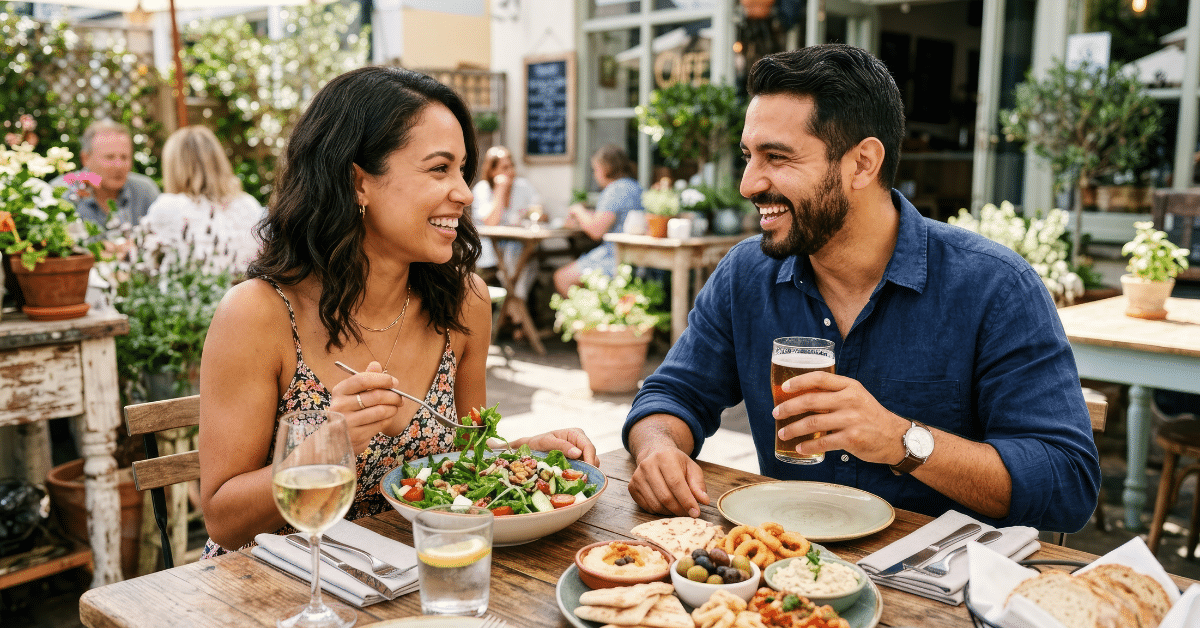 Outdoor Dining in Westchester County Couple enjoying outdoor dining at a restaurant patio in Westchester County